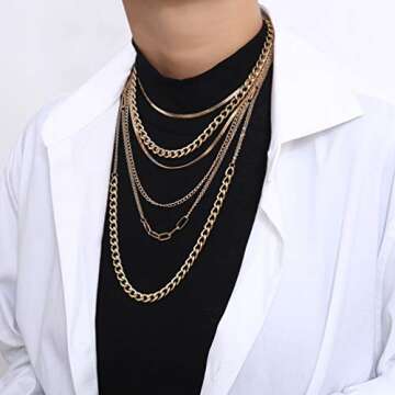 CIBIRICH Punk Chain Chunky Necklaces for women Multilayer Collar Necklace Gold