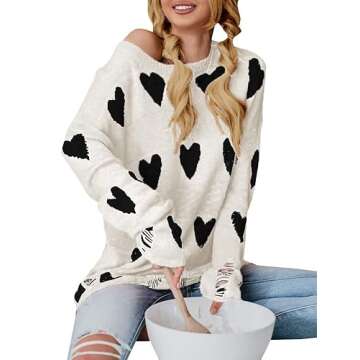 Tutorutor Womens Oversized Heart Sweater for Fashionistas