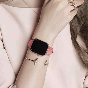 Narako Compatible with Apple Watch Bands 49mm 46mm 45mm 44mm 42mm 41mm 40mm 38mm Alligator Leather Replacement Strap for iWatch Series 10/9/8/7/6/5/4/3 Ultra 2 SE Bicolor for Men and Women