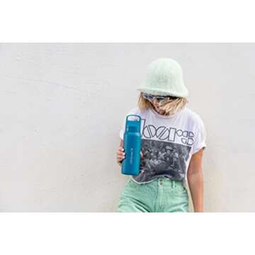 LifeStraw Go Series — Insulated Stainless Steel Water Filter Bottle for Travel and Everyday Use Removes Bacteria, Parasites and Microplastics, Improves Taste, 24oz Laguna Teal