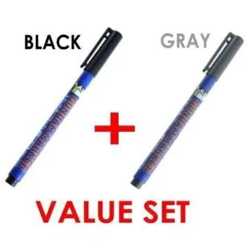 Gundam Gm01 Black Fine Line & Gm02 Gray Fine Line Marker Set for Panel Lining