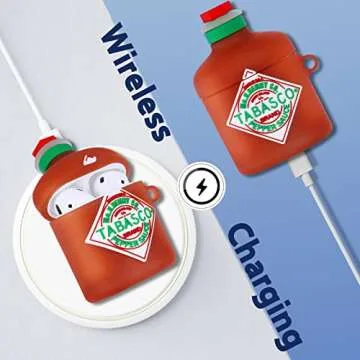 JoySolar for Airpod 1&2 Case Cute Cartoon 3D Soft Silicone Air Pods Funny Cover Kawaii Fun Cool Keychain Design Shell Drink Fashion Stylish Girls Kids Teens Women Cases for Airpods (ChiliWater)