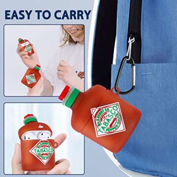 JoySolar for Airpod 1&2 Case Cute Cartoon 3D Soft Silicone Air Pods Funny Cover Kawaii Fun Cool Keychain Design Shell Drink Fashion Stylish Girls Kids Teens Women Cases for Airpods (ChiliWater)