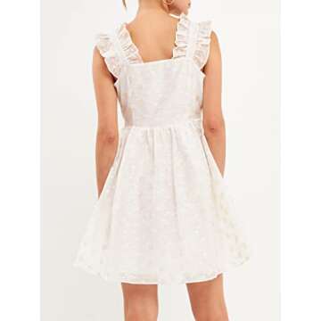 Floral Embroidery Organza Mini Dress Ivory Multi SM