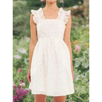 Floral Embroidery Organza Mini Dress Ivory Multi SM