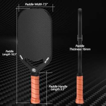 USA Approved Pickleball Paddle - Carbon Fiber, Aero Throat
