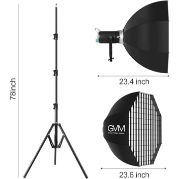 GVM 200W LED Video Light Kit with Softbox and DMX Control