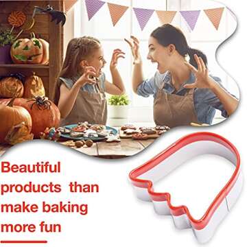 COOKIEQUE 2-Piece Halloween Ghost Cookie Cutters, Food-Grade Stainless Steel Sandwich Cutters, Biscuit Cutter set, Holiday Cookie Cutters, Unique Design with Protective Red Top PVC