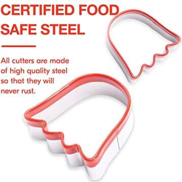 COOKIEQUE 2-Piece Halloween Ghost Cookie Cutters, Food-Grade Stainless Steel Sandwich Cutters, Biscuit Cutter set, Holiday Cookie Cutters, Unique Design with Protective Red Top PVC