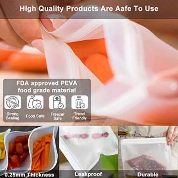 10 Pack Reusable Storage Bags, Silicone and Plastic Airtight Freezer Bags Ziplock (6 Sandwich Bags + 4 Snack Bags) BPA Ziplock Lunch Bag for Food Travel Storage Home Organization