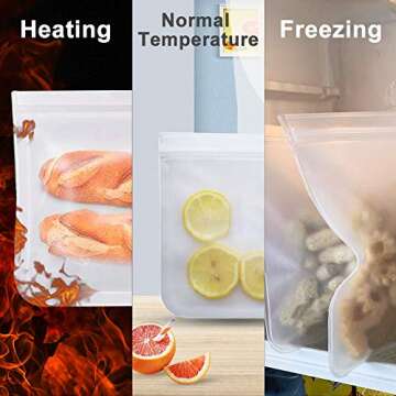 10 Pack Reusable Storage Bags, Silicone and Plastic Airtight Freezer Bags Ziplock (6 Sandwich Bags + 4 Snack Bags) BPA Ziplock Lunch Bag for Food Travel Storage Home Organization