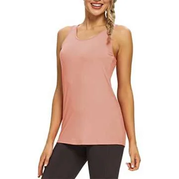 Mippo Womens Workout Top Athletic Tank Tops Extra Long Workout Shirts Loose Fit Going Out Tops Hiking Tank Tops Yoga Apparel Pilates Clothes for Women Blush Pink M