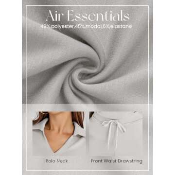 Glamaker Lounge Sets For Women 2 Piece Outfits Long Sleeve Polo V Neck Oversized Matching Sweat Sets (Light Grey M)