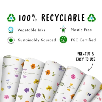 Floral Wrapping Paper Set - Eco-Friendly Gift Wrap Sheets