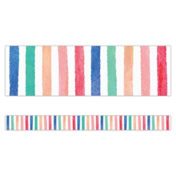 Watercolor Stripes Straight Border Trim for Classrooms