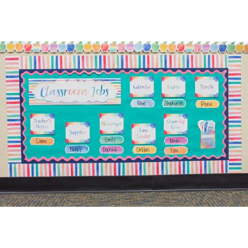 Vibrant Watercolor Stripes Classroom Trim for Creativity