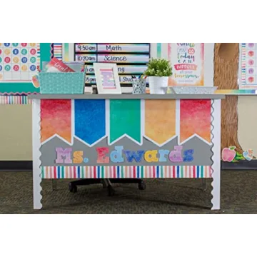 Vibrant Watercolor Stripes Classroom Trim for Creativity