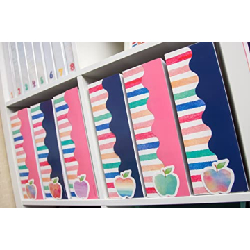 Vibrant Watercolor Stripes Classroom Trim for Creativity