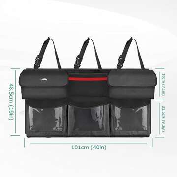 Oasser Back Seat Trunk Organizer Hanging Car Organizer Trunk Foldable Cargo Storage with 6 Large Pockets 3 Adjustable Straps 40x19inch