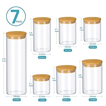 Vtopmart Glass Storage Jars: 7 Pack Airtight Canisters