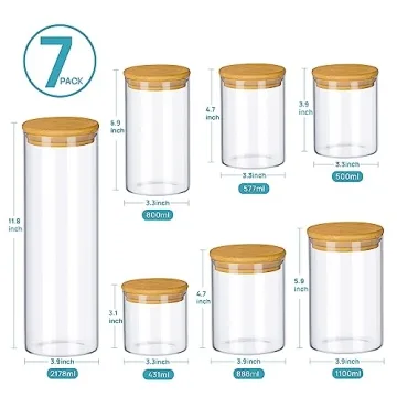 Vtopmart Glass Storage Jars: 7 Pack Airtight Canisters