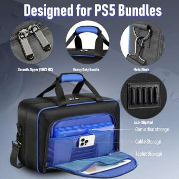 COMECOI Carrying Case for PS5, Travel Case for PS 5 Protective, Large Capacity Storage Bag Compatible with Playstation 5 Disk/ Digital Edition Console, Controllers, Game Cards, Accessories