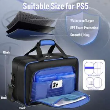 COMECOI Carrying Case for PS5, Travel Case for PS 5 Protective, Large Capacity Storage Bag Compatible with Playstation 5 Disk/ Digital Edition Console, Controllers, Game Cards, Accessories