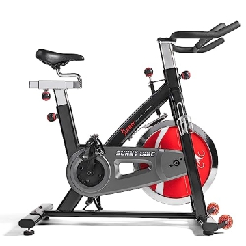 Sunny Health & Fitness Indoor Cycling Exercise Bike with Heavy-Duty 49 LB Chrome Flywheel