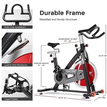 Sunny Indoor Cycling Bike with 49 LB Flywheel and Comfort Features