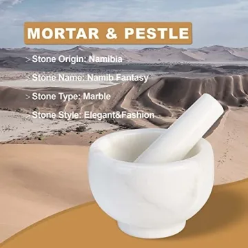 Koville Namib Fantasy Marble Mortar and Pestle Set for Kitchen