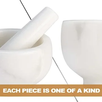 Koville Namib Fantasy Marble Mortar and Pestle Set for Kitchen