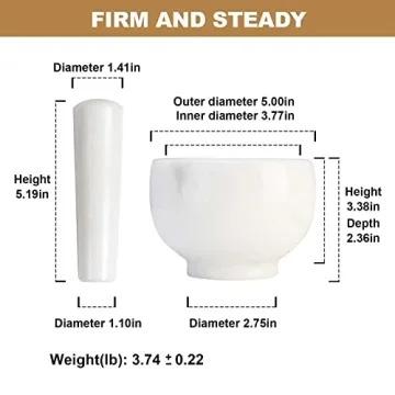 Koville Namib Fantasy Marble Mortar and Pestle Set for Kitchen