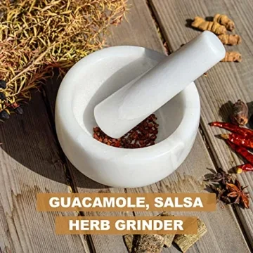 Koville Namib Fantasy Marble Mortar and Pestle Set for Kitchen