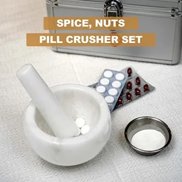 Koville Namib Fantasy Marble Mortar and Pestle Set for Kitchen