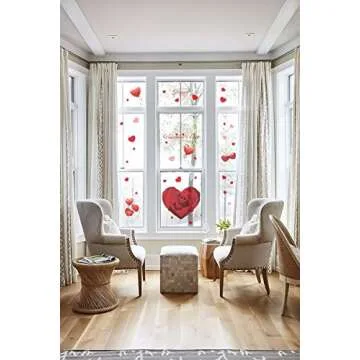 Moon Boat Valentine's Day Window Clings - 140 Heart Stickers