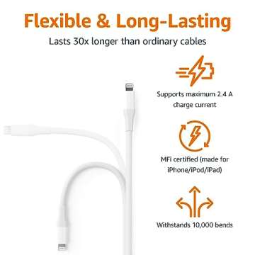 Amazon Basics USB-A to Lightning Cable, 10 Foot, MFi Certified