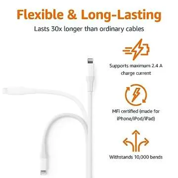 Amazon Basics USB-A to Lightning Cable, 10 Foot, MFi Certified