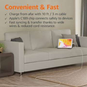 Amazon Basics USB-A to Lightning Cable, 10 Foot, MFi Certified