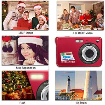 HD Mini Digital Cameras for Kids Teens Beginners,Point and Shoot Digital Video Cameras-Travel,Campin...
