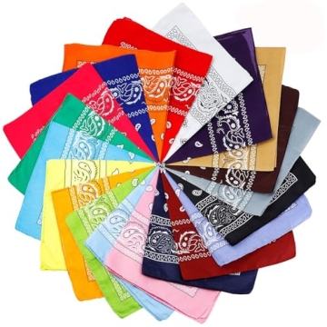 Vibrant 20 Pcs Paisley Cowboy Bandanas - Unisex Polyester Headbands