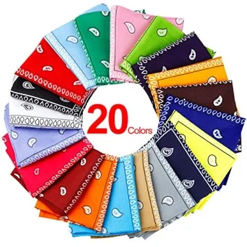 20 Pcs Assorted Paisley Cowboy Bandanas Polyester Headbands