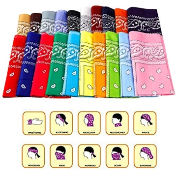 20 Pcs Assorted Paisley Cowboy Bandanas Polyester Headbands
