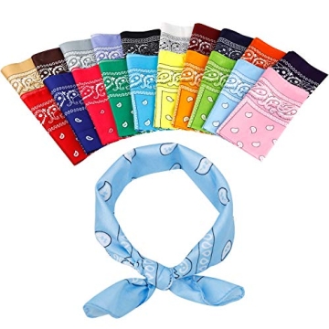 20 Pcs Assorted Paisley Cowboy Bandanas Polyester Headbands