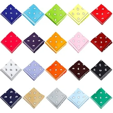 20 Pcs Assorted Paisley Cowboy Bandanas Polyester Headbands