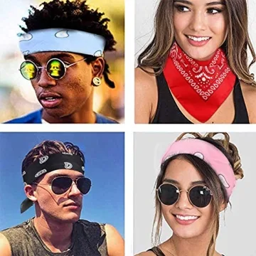 20 Pcs Assorted Paisley Cowboy Bandanas Polyester Headbands