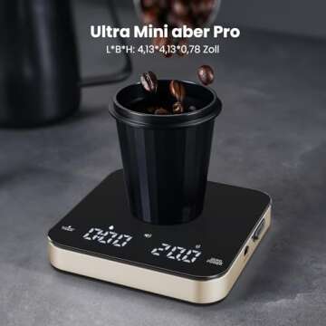 Rechargeable Mini Coffee Scale with Timer, Maestri House Espresso Scale, 2kg/0.1g Accurate Scale for...