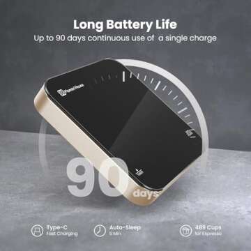 Rechargeable Mini Coffee Scale with Timer, Maestri House Espresso Scale, 2kg/0.1g Accurate Scale for Espresso and Pour-Over Coffee, Portable Digital Kitchen Scale with Automatic Timing(Black&Glod)