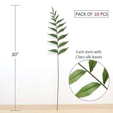 Olivachel Artificial Willow Leaves Twigs Fake Shrubs Plant Silk Eucalyptus Greenery Leaves Perfect Material for Floral Bouquet Home and Party Decor (Green, 10Pcs/Pack)