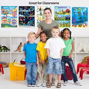12 Kids Educational Posters for Preschoolers & Toddlers –13x18 | Large Preschool Wall Posters for Homeschool Teaching, Distance Learning, Daycare & Kindergarten | ABC Alphabet Poster, 123 Chart & More