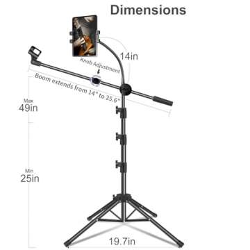 Versatile Adjustable Mic Stand with Tablet Phone Holder and Boom Arm